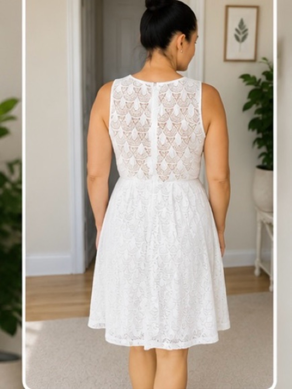 Charlotte Russe White Lace V-Neck A-Line Dress